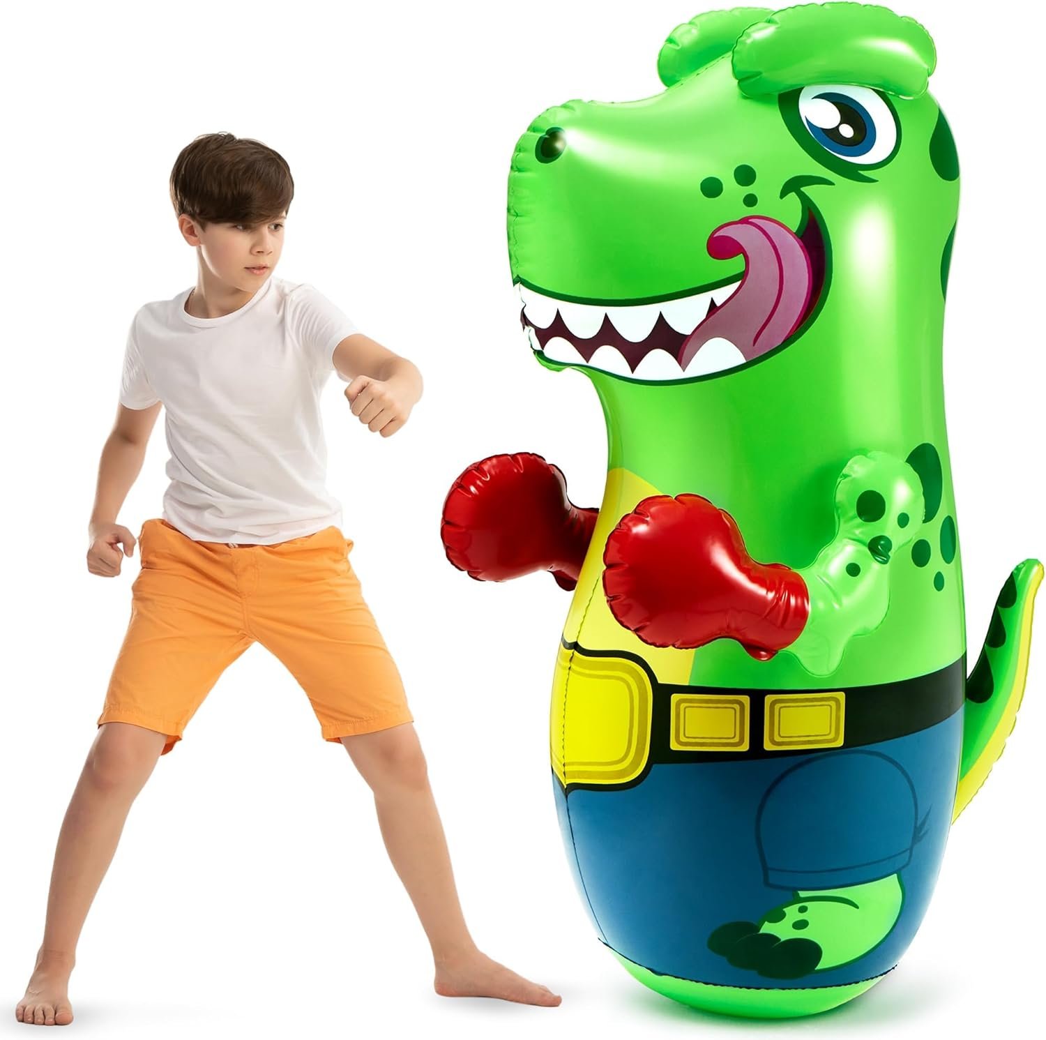 Inflatable bounce-back T-Rex punching toy