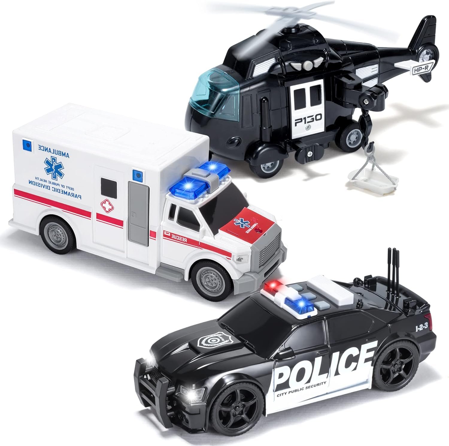 Police car toy with lights and siren sounds