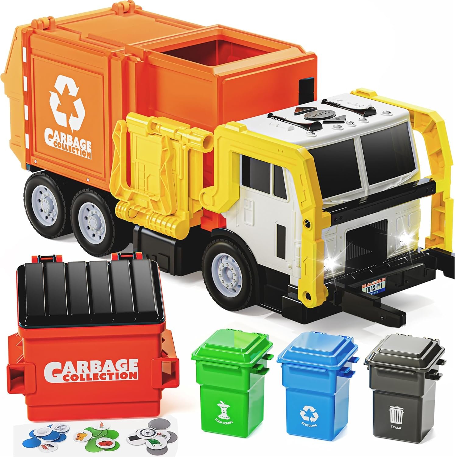 Friction-powered garbage truck toy set by Joyin